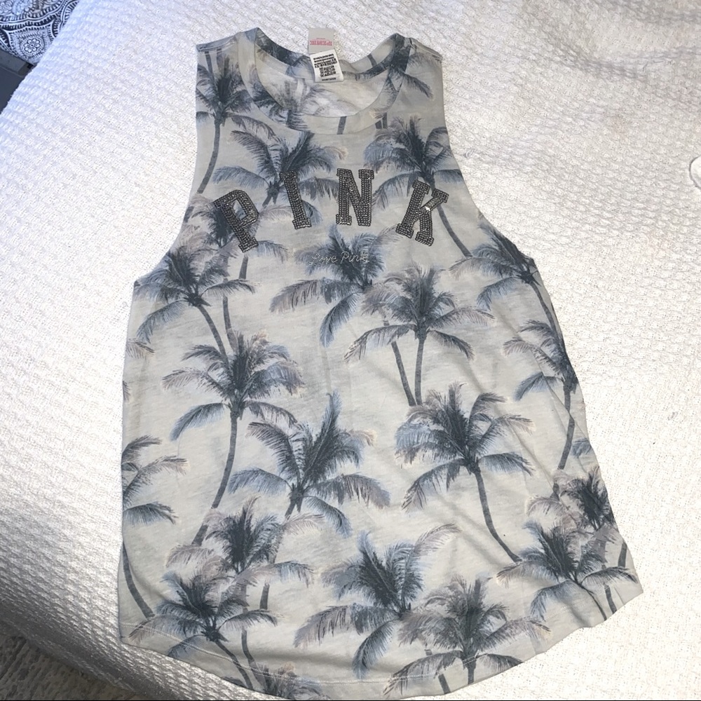 Pink Hawaii tank top w/ sequins